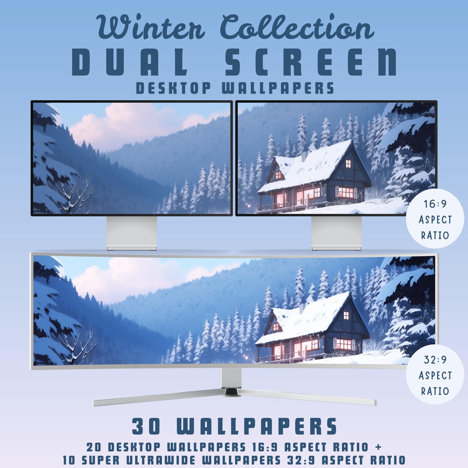 Winter Collection Dual Screen Desktop Wallpaper Winter Wallpaper ...
