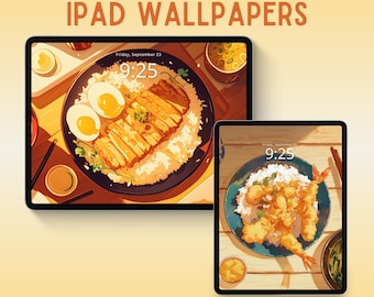 Comidas de anime e mangá, papel de parede para iPad, plano de fundo para iPad, papel de parede para tablet, papel de parede de anime, tela de bloqueio para iPad, papel de parede de comida de anime, papel de parede lofi