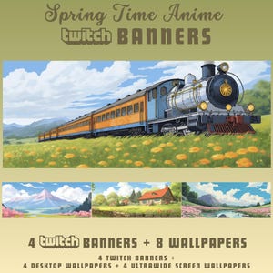 Wiosenne banery Twitch, baner Twitch na Halloween, tapeta Ghibli Ultrawide, tapeta na pulpit, tapeta wiosenna, banery do transmisji anime Twitch