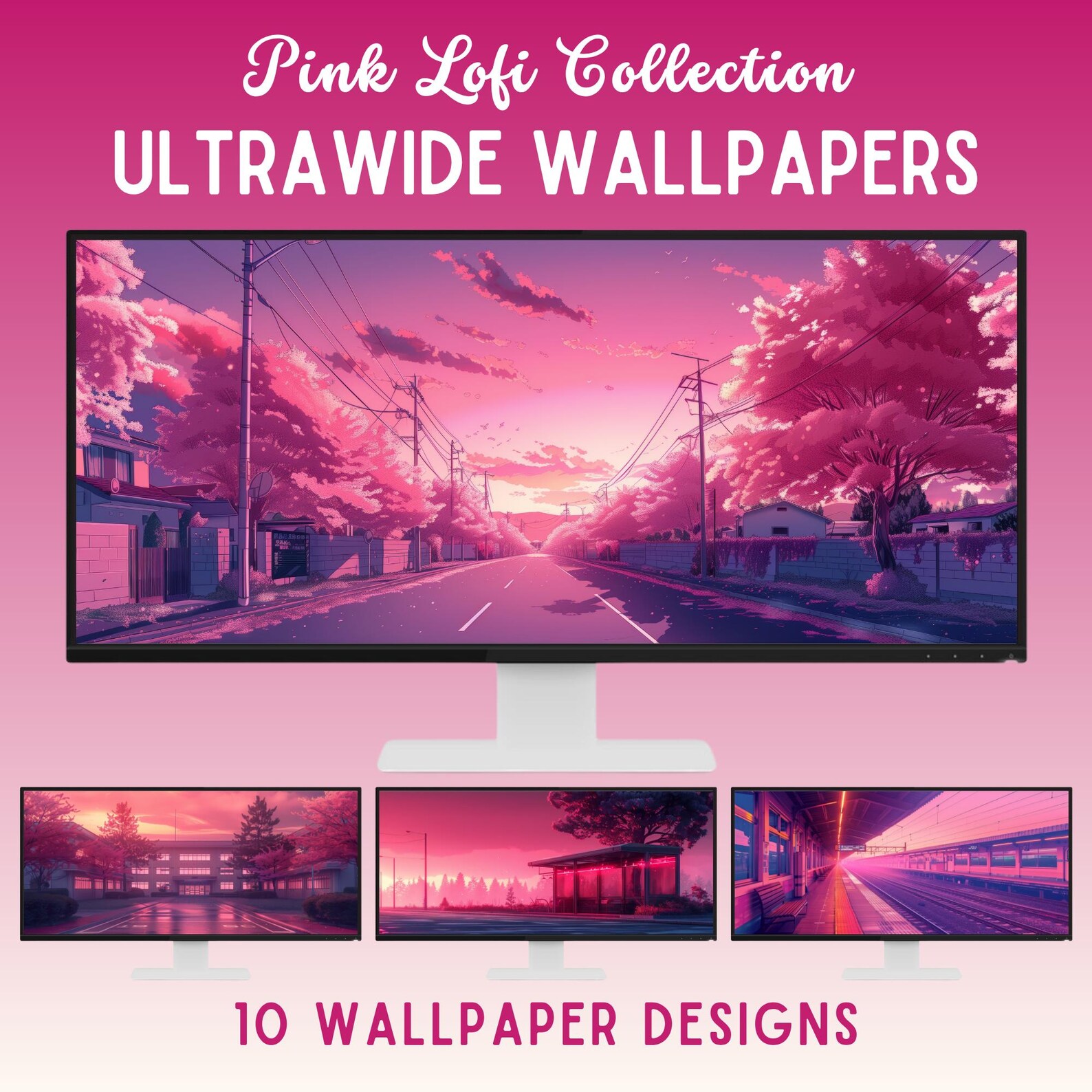 Pink Lofi Ultrawide Wallpaper Lofi Desktop Wallpaper Retro Desktop ...