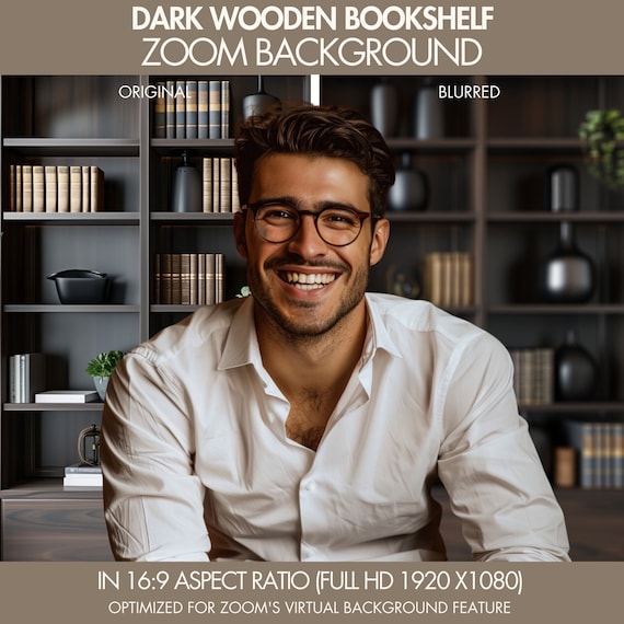 Dark wooden bookshelf zoom background zoom office background virtual zoom background virtual background virtual office zoom backdrop