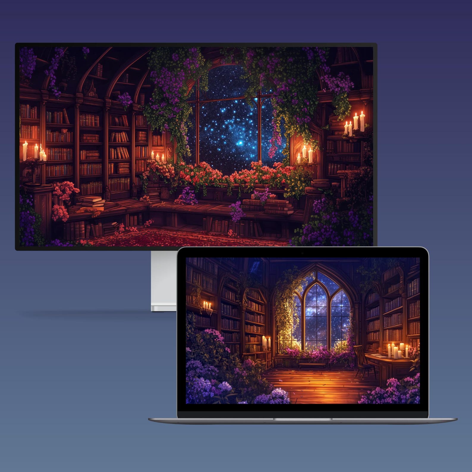 Cozy Magical Library Desktop Wallpaper Velaris Inspired Wallpaper Cozy ...