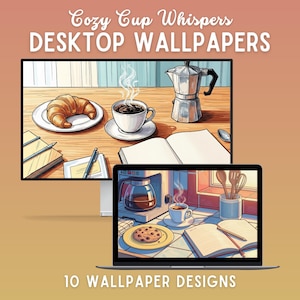Cozy coffee aesthetic desktop wallpaper cozy mac wallpaper cute laptop wallpaper whimsical macbook wallpaper lofi pc wallpaper png