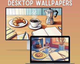 Mysigt kaffe estetisk skrivbordsbakgrund mysig Mac-bakgrund söt laptop-bakgrund nyckfull MacBook-bakgrund Lofi PC-bakgrund png