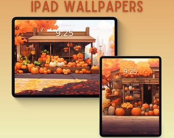 Papel de parede de abóboras de outono para iPad, papel de parede de Halloween, fundo para iPad, papel de parede para tablet, tela de bloqueio do iPad, papel de parede de outono, papel de parede de abóbora.