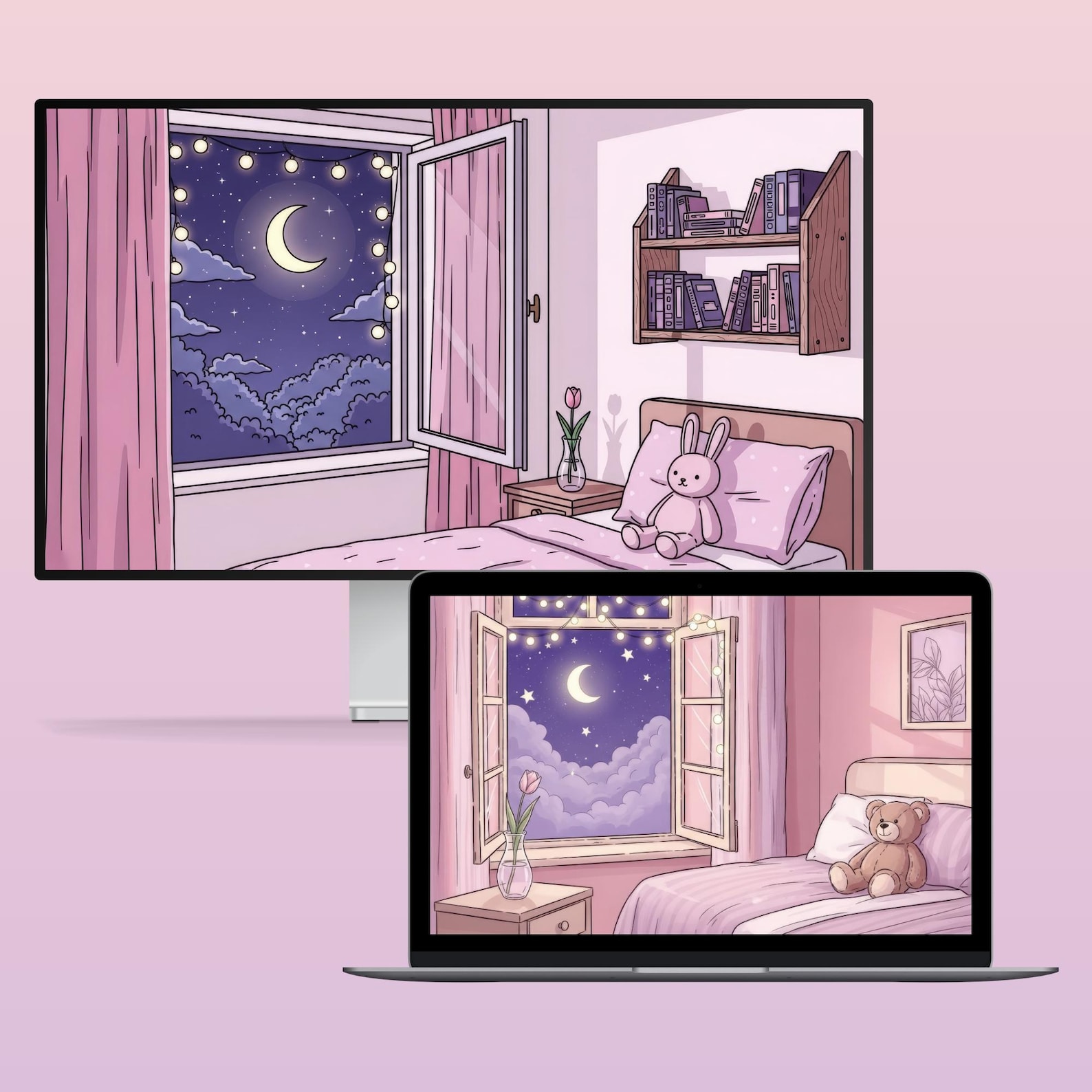 Dreamy Bedroom Desktop Wallpaper Cute Mac Wallpaper Kawaii Laptop ...
