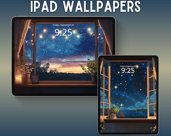 Tapeta na iPada Nightfall Light, przytulne tło na iPada, tapeta anime, tapeta na tablet Ghibli, ciemny ekran blokady iOS, ekran główny iPada z Androidem