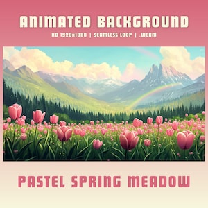 Animated background pastel meadow vtuber background pink overlay pastel twitch animated overlay twitch pngtuber overlay lofi stream overlay