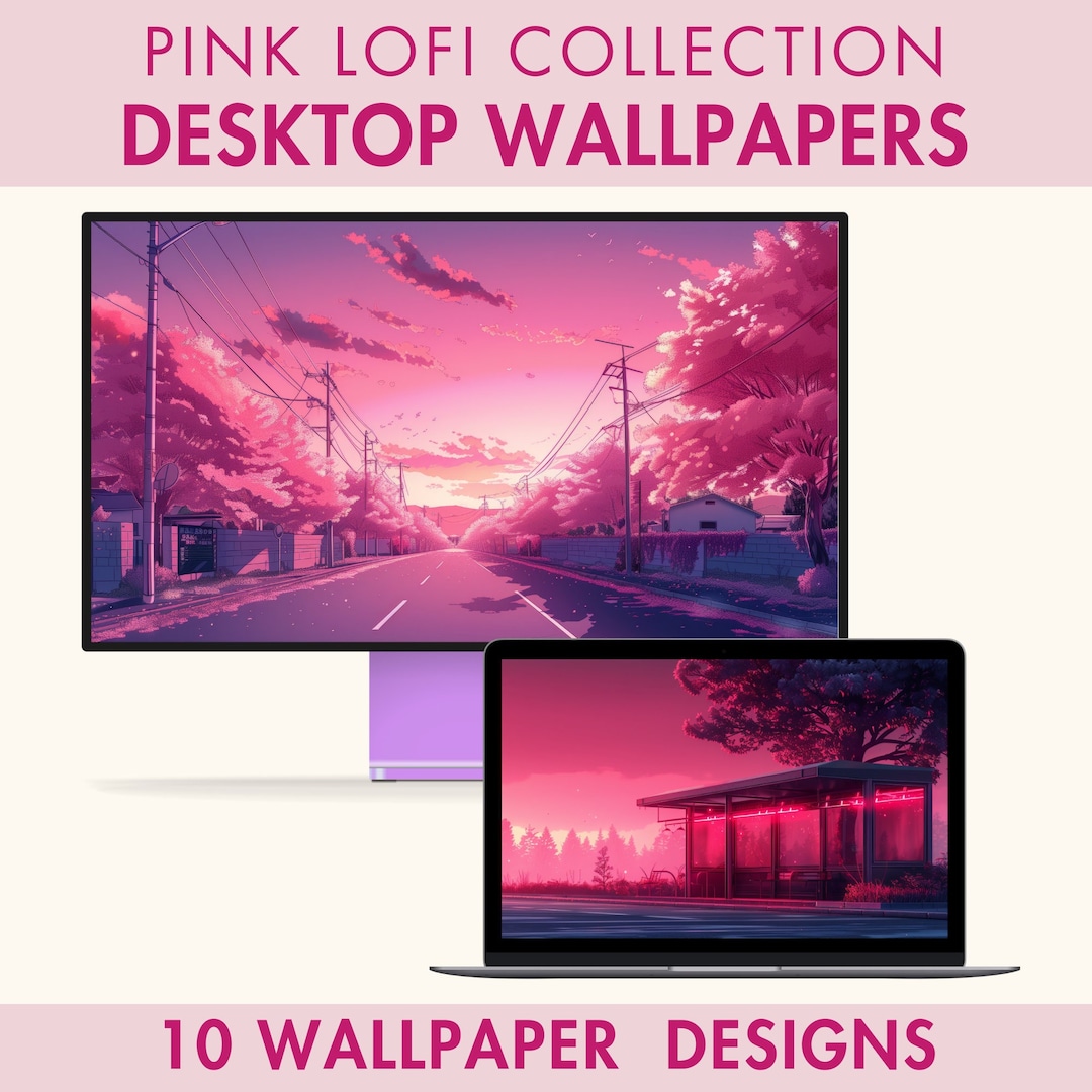 Pink Lofi Desktop Wallpaper Laptop Wallpaper MacBook Wallpaper Anime ...