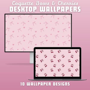 Valentines coquette bows cherries desktop wallpaper valentines wallpaper pink laptop wallpaper coquette macbook wallpaper cute mac wallpaper