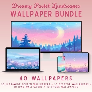 Dreamy pastel desktop wallpaper bundle ultrawide wallpaper pastel ipad wallpaper pastel iphone wallpaper download lofi macbook wallpaper