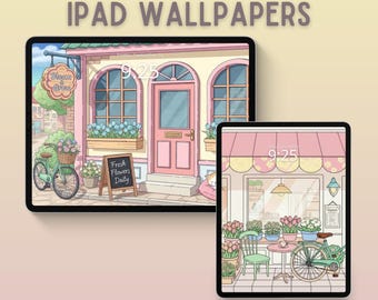 Kawaii flowershop wallpaper cute mac wallpaper cozy laptop wallpaper whimsical macbook wallpaper lofi pc wallpaper pink wallpaper