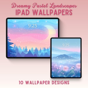 Dreamy pastel landscapes ipad wallpaper ipad background pastel tablet wallpaper anime wallpaper whimsical wallpaper lofi kawaii wallpaper