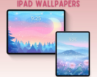 Paisagens em tons pastel de sonho, papel de parede para iPad, fundo para iPad, papel de parede pastel para tablet, papel de parede de anime, papel de parede lúdico, papel de parede lofi kawaii