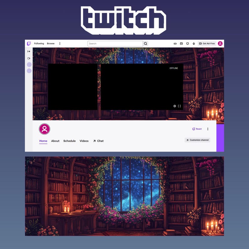 Cozy Magical Library Twitch Banners Velaris Inspired Twitch Profile ...