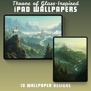 Sfondo per iPad "Trono di vetro", sfondo per iPad "Terrasen", sfondo per iPad "Tog", sfondo fantasy per tablet, schermata di blocco iOS, Sarah J Maas, Caleana Aelin
