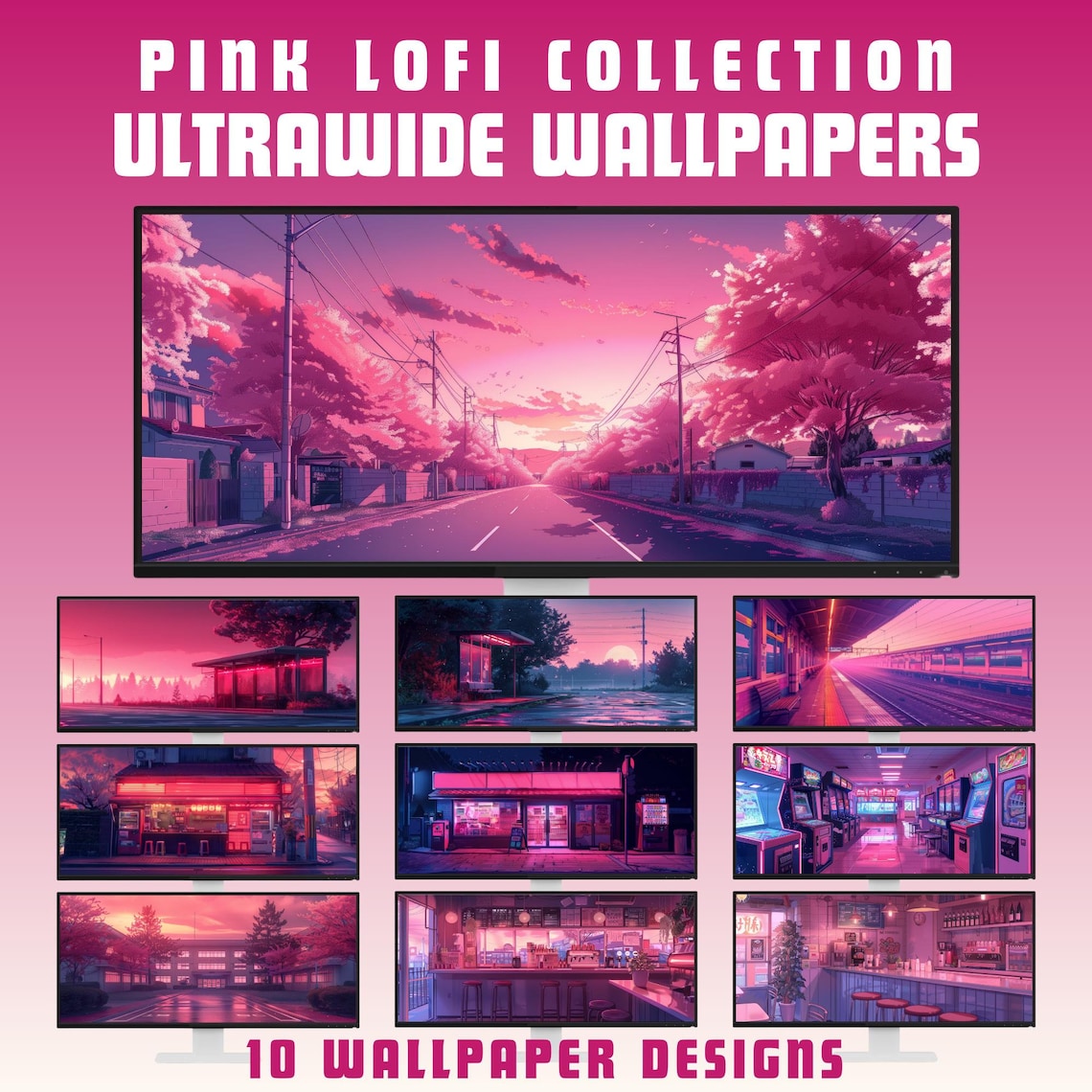 Pink Lofi Ultrawide Wallpaper Lofi Desktop Wallpaper Retro Desktop ...