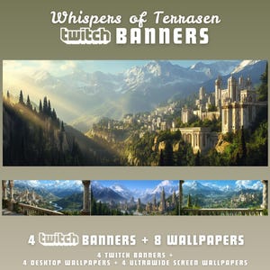 Banner Twitch di Terrasen TOG, banner del profilo Twitch del Trono di Vetro, banner di streaming Twitch fantasy, sfondo desktop SJM, sfondo ultrawide