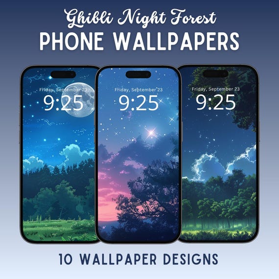 Ghibli night forest mobile wallpaper lofi iphone android phone background anime wallpaper whimsical wallpaper iphone wallpaper download