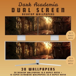 Dark academia dual screen desktop wallpaper witchy wallpaper anime dual monitor wallpaper mac wallpaper ghibli super ultrawide wallpaper