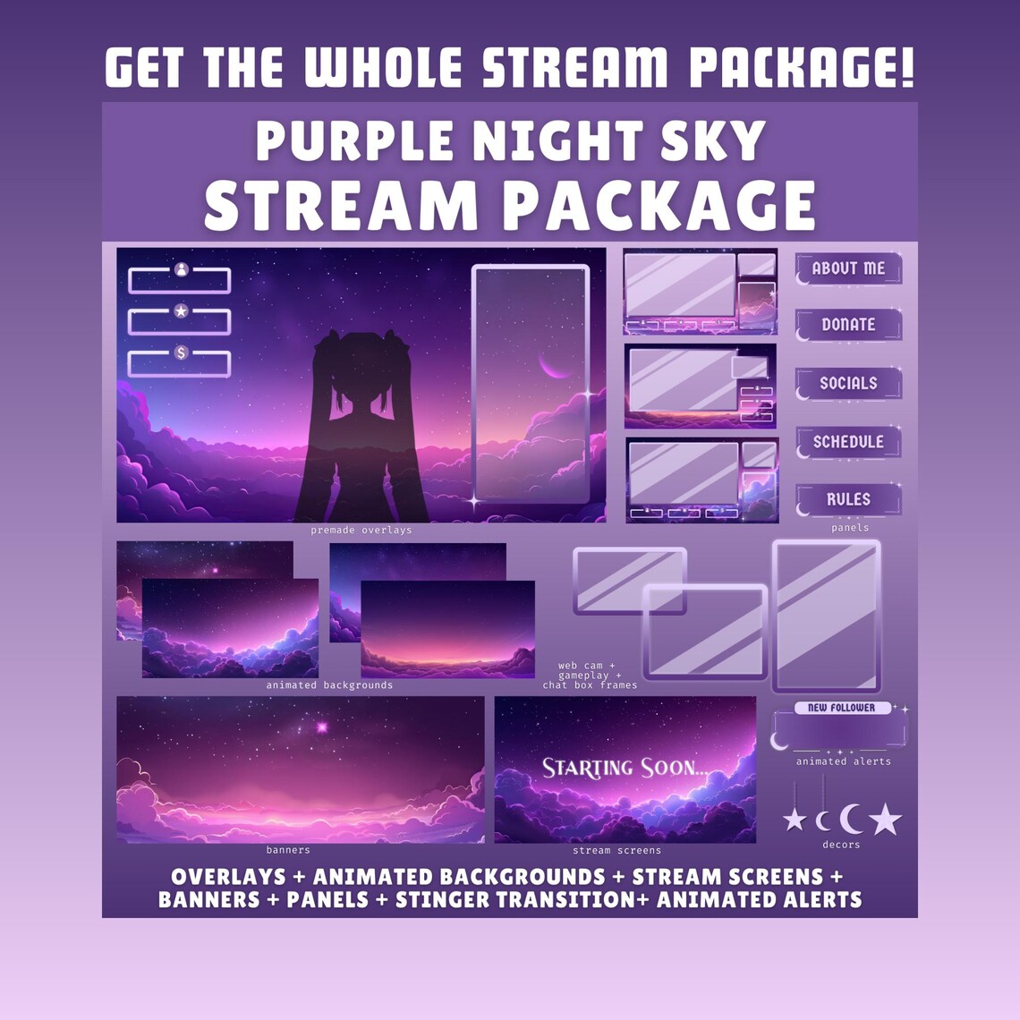 Twitch Panels Purple Night Twitch Stream Panels Cute Twitch Panels ...