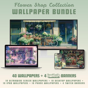Bloemenwinkel wallpaper bundel lofi desktop wallpaper ultrawide wallpaper twitch banner ipad wallpaper iphone wallpaper macbook wallpaper