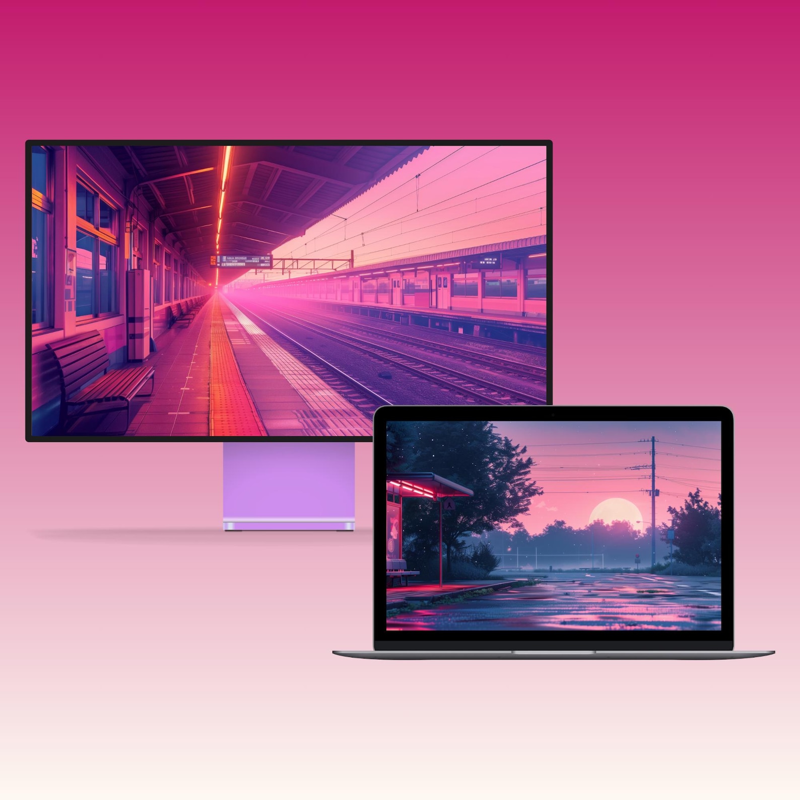 Pink Lofi Desktop Wallpaper Laptop Wallpaper MacBook Wallpaper Anime ...