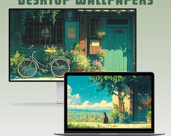 Studio ghibli inspired desktop wallpaper laptop wallpaper macbook wallpaper anime wallpaper desktop background ghibli whimsical wallpaper