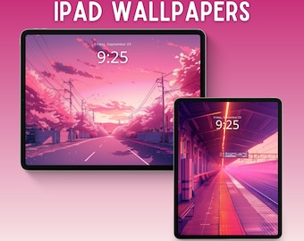 Papel de parede rosa estilo anime lofi para iPad (download digital)