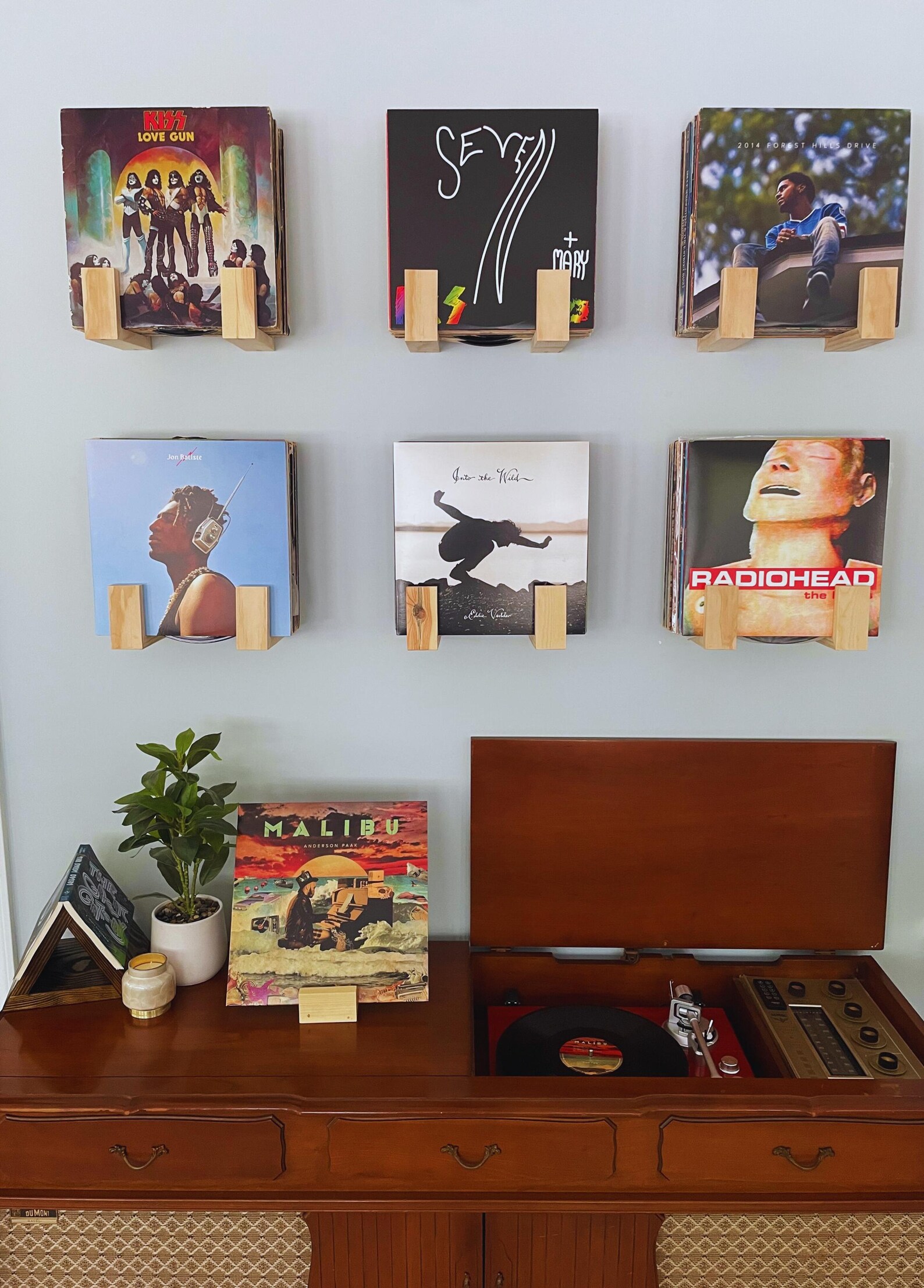 Rustic Wooden Vinyl Record Wall Mount | LP Album Display Shelf - Etsy