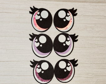 5 Pairs Oval Heart Felt Eyes with Lashes - Purple Variety Pack