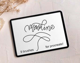 Procreate Lettering Pinsel, 9 Monoline-Lettering-Pinsel, Procreate Kalligraphie-Pinsel, Procreate Handlettering-Pinsel für Anfänger