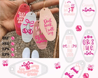 Coquette motel keychain svg, retro motel keychain svg, Pink bow keychain svg, Coquette bow svg, funny keychain svg, keychain sublimation png