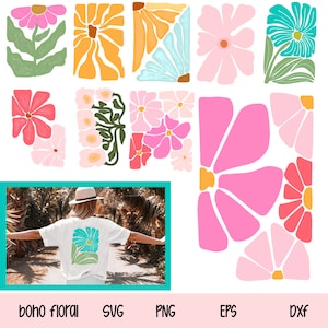 Abstrakte Blumen svg und png bündel, dänische Blumen svg, Retro Blumen svg, Boho Blumen svg, Blumen png, Boho Blumen png svg, groovy Blumen svg