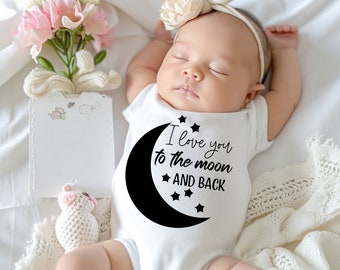 I love you to the moon and back SVG PNG, onesie Svg, baby onesie Svg, baby shirt Svg, moon and back Svg, silhouette svg, cricut svg