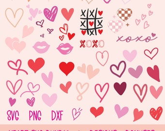 Heart svg bundle hand drawn | hearts svg png | valentines day svg | love svg | doodle heart svg | open heart svg | simple heart svg | cricut