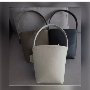 Row Genuine Leather Handbag, High Quality Leather Bag, Vintage Bucket Bag, VIP Bag, Luxury Leather Bag