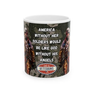 Patriotic Military Tribute Ceramic Mug: Veteran Appreciation Gift