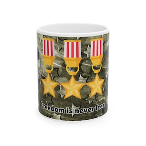 Patriotic Ceramic Coffee Mug: Military Tribute, Veteran Gift