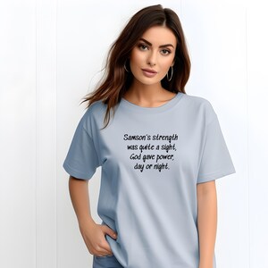 Samson&#39;s Strength Religious Apparel, God Power Day Night Men Women Gifts, Religious Christian Tee