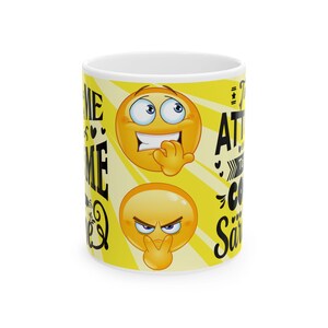 Cheerful Emoji Ceramic Mug, Funny Gift for Friends, Cute Coffee Cup, Humor Mug for Home, Yellow Design for Everyday Use
