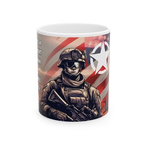 Freedom Military Ceramic Mug, Patriotic Army Coffee Cup, Veteran Gift, 4th of July Tea Mug, Military Appreciation Gift, Memorial Day Mug