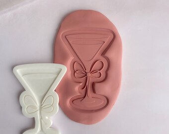 Martini with bow | a tini bit older | birhtday embosser stamp & cutter, embosser, fondant stamp, debosser, 3D printed