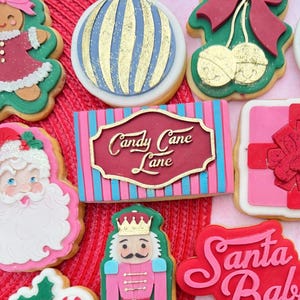 Candy Cane Lane stripe sign | Christmas | festive | cookie embosser stamp & cutter, embosser, fondant stamp, debosser