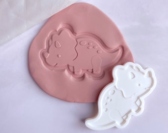 Cute Dino | birthday cookie embosser stamp & cutter, embosser, fondant stamp, debosser, 3D printed U.K.