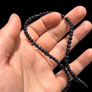 108 GOLDSTONE BEADS, Goldstone gem beads, dark blue beads, genuine dyed goldstone