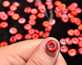 Red African Krobo Donut Beads - Packs of 24 Beads