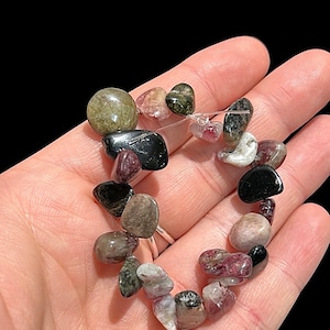 WATERMELON TOURMALINE BEAD chips Mixed Watermelon Tourmaline Beads - Strand of 24 Beads