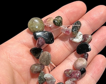 WATERMELON TOURMALINE BEAD chips Mixed Watermelon Tourmaline Beads - Strand of 24 Beads