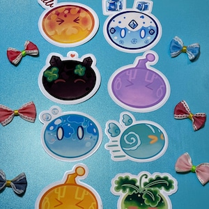 Genshin Slimes Stickers | Vinyl with Matte Finish | Durable and Waterproof |  3” x 3” Inch Sticker